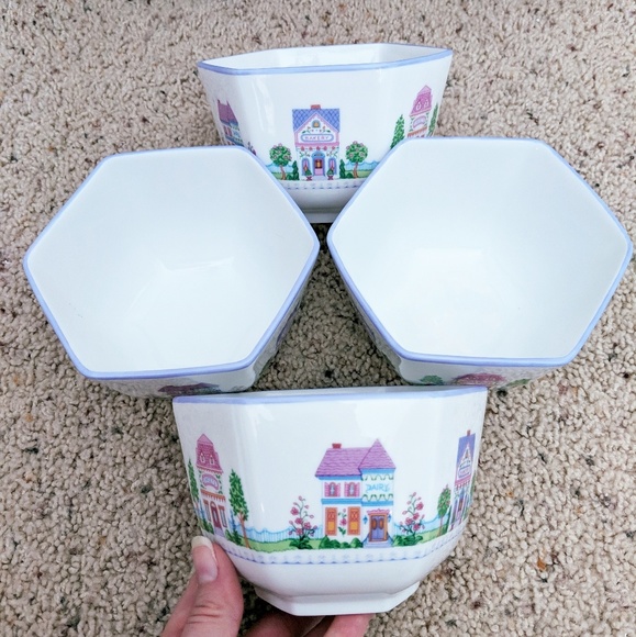 Lenox Other - Lenox Village Collection 4-Set Porcelain Hex Bowls